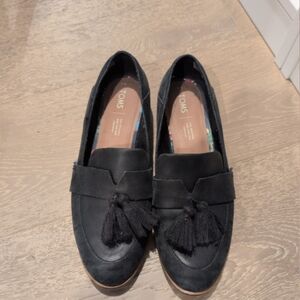 TOMS Black Tassel Loafers for Women